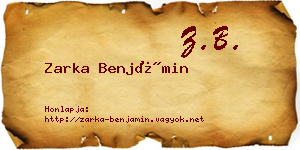 Zarka Benjámin névjegykártya